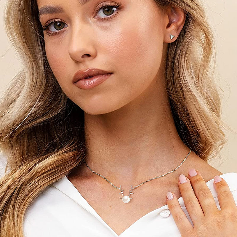 freshwater pearl necklace, fake pearl necklace, layered necklace, pearl pendant