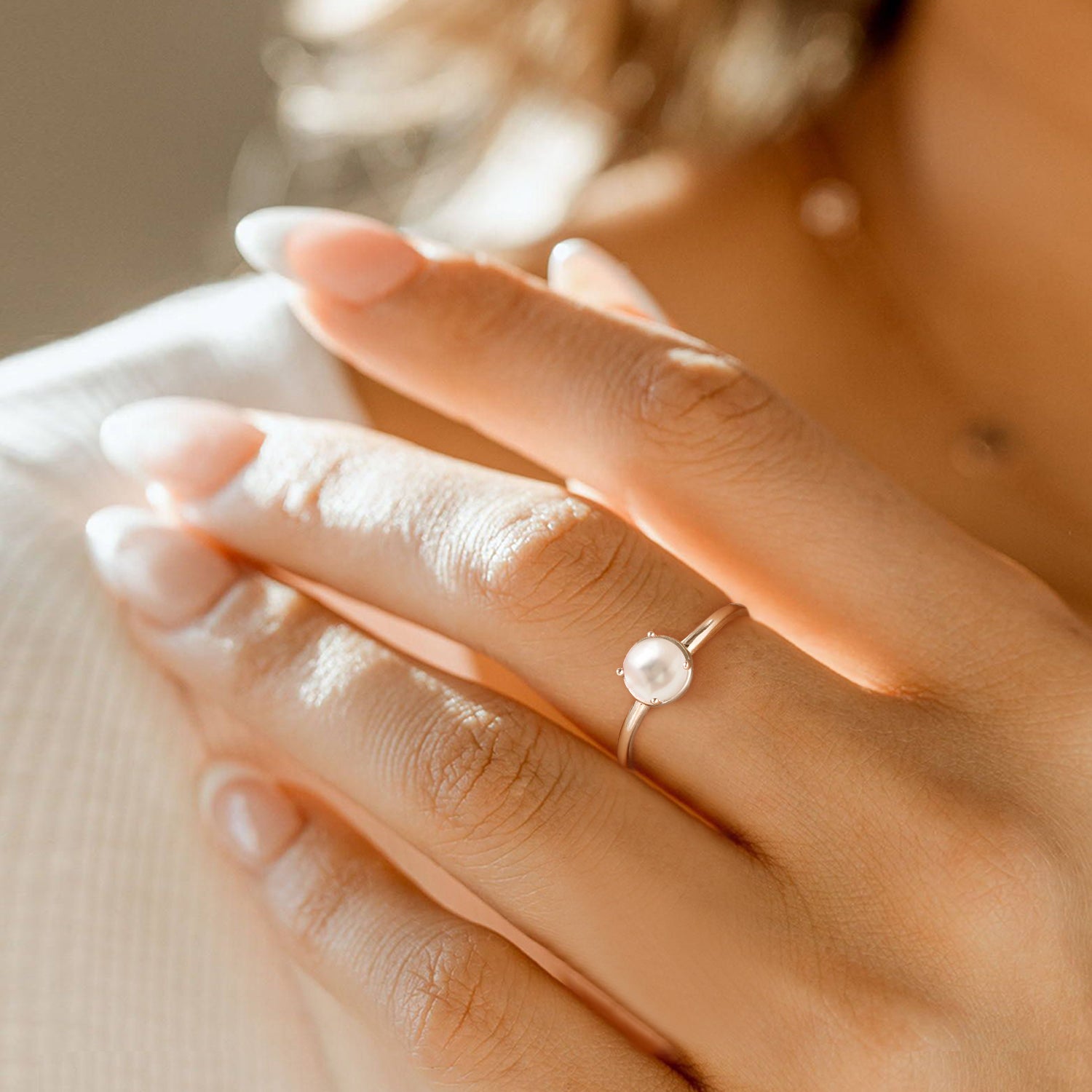 pearl birthstone, classic wedding rings, 925 ring, pearl proposal ring