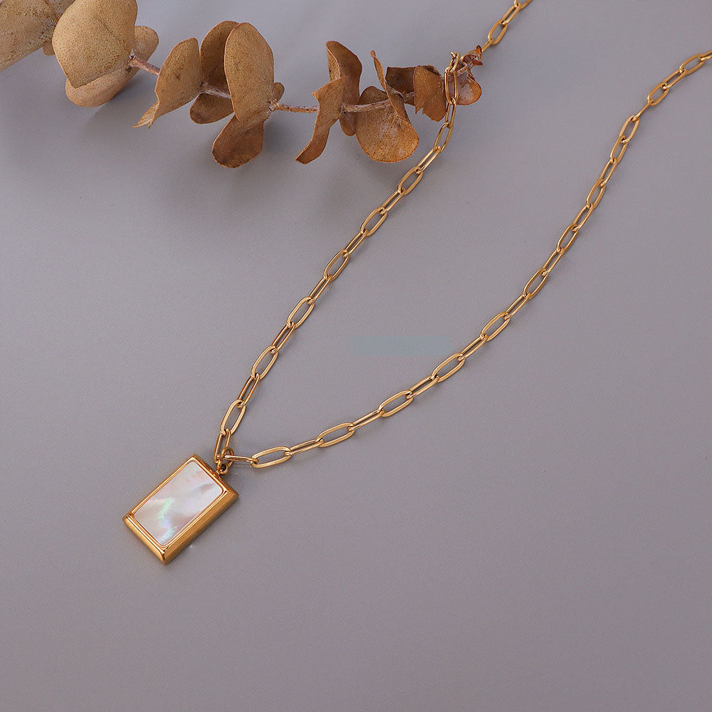 Shell Square Pendant Necklace
