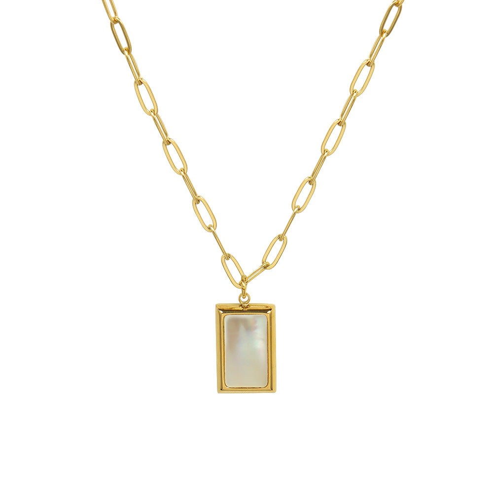 Shell Square Pendant Necklace