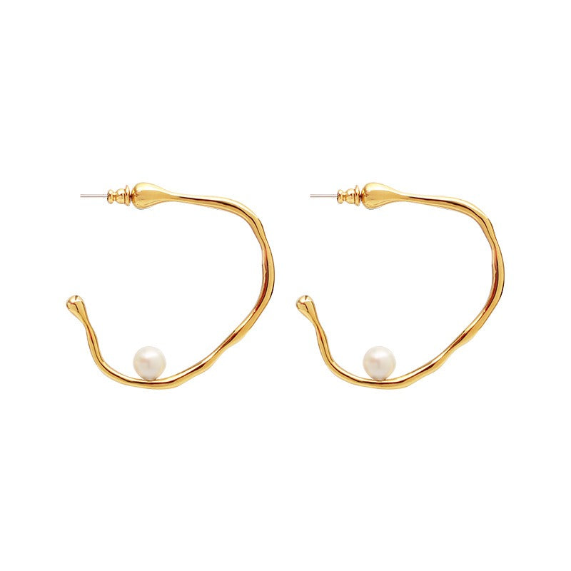 mother of pearl gold, irregular pearl earrings, gold pearl earrings, freshwater pearl earrings