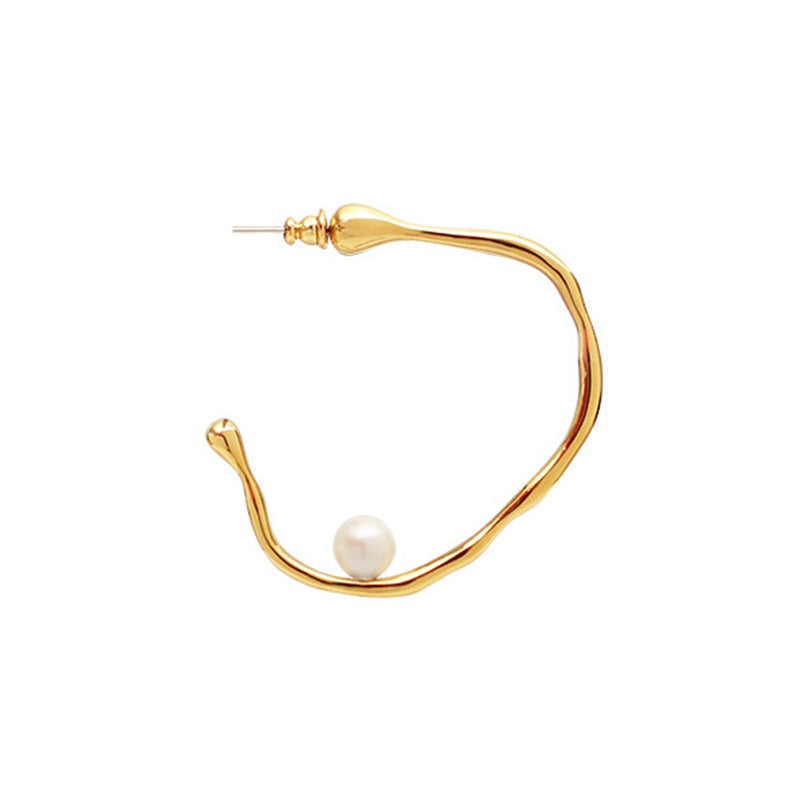 Irregular Semi-curved Pearl Earrings