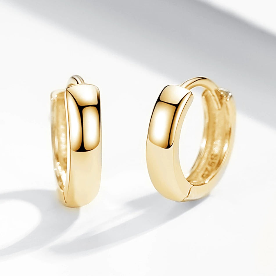 gold huggie earrings, sterling silver earrings, gold plated huggie