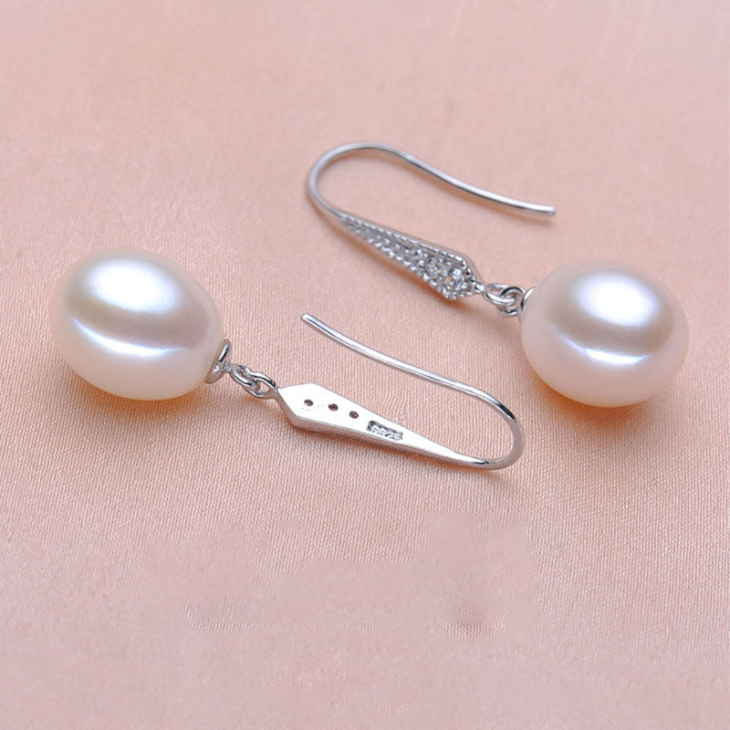 pearl drop earrings, earrings with pearl drops, silver pearl earrings, freshwater pearl earrings