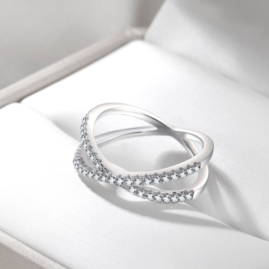 criss cross rings, sterling silver rings, Eamti, womens eternity ring, sterling silver eternity band, cz engagement ring set, silver eternity ring, cross eternity ring