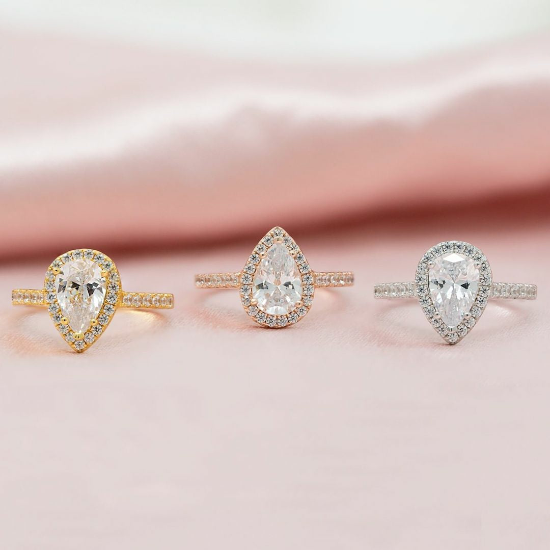 cz bridal ring sets, silver bridal rings, cheap wedding ring sets, fake bridal set rings, teardop rings, travel wedding ring sets, gold wedding rings