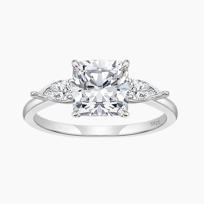 3 stone radiantl rings, cubic zirconia wedding rings, promise ring, affordable jewelry for woman, cheap ring under $50, cz rings