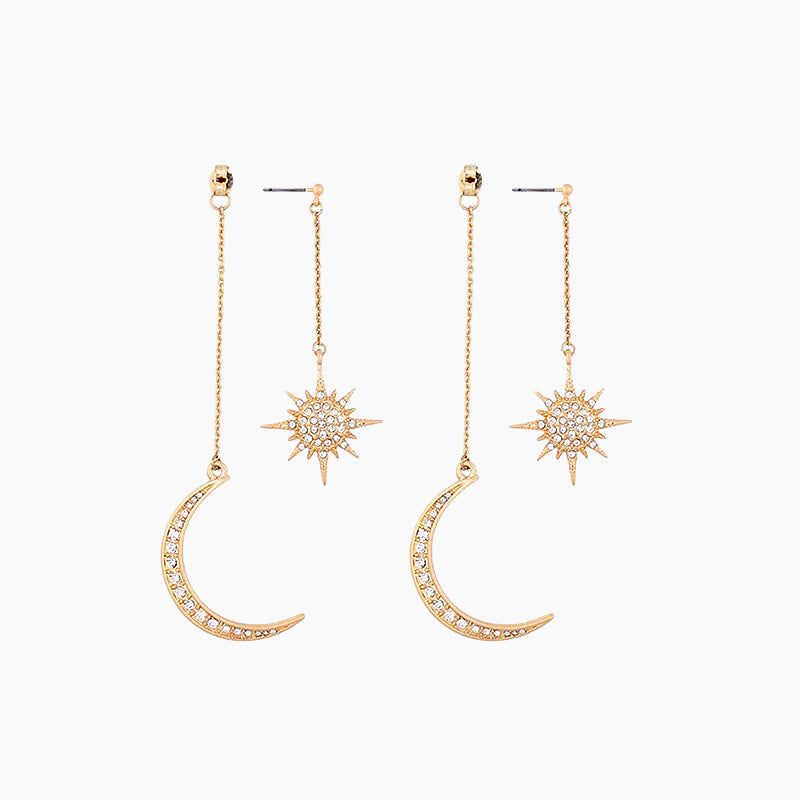 Moon And Star Dangle Earrings