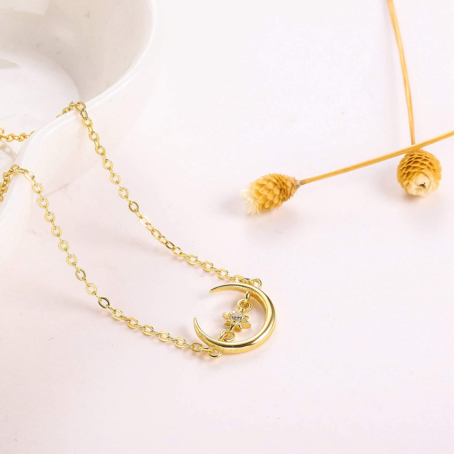 gold plated, moon bracelet, cz stones, sterling silver, dainty bracelet