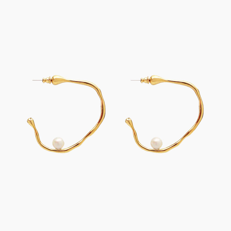statement earrings, pearl hoop earrings, irregular pearl earrings, gold pearl earrings, freshwater pearl earrings