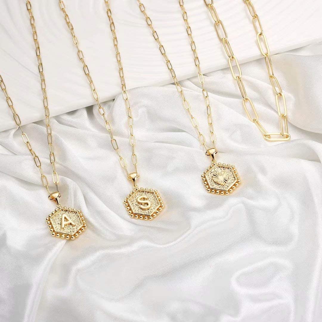 initial necklace, gold plated initial necklace, fashion necklace for women, layered necklace