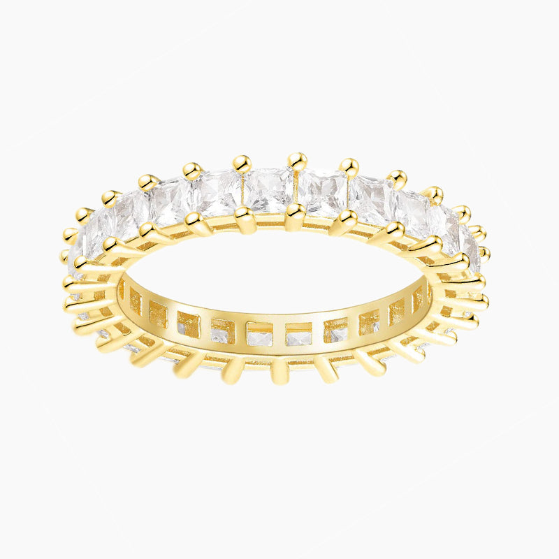 yellow gold cushion eternity band ring, sterling silver wedding band, cheap wedding band under $50, silver eternity band for women, gold plated wedding band