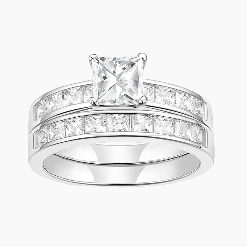 wedding ring sets, cheap wedding ring sets, cz rings, cubic zirconia engagement rings, princess cut bridal set rings
