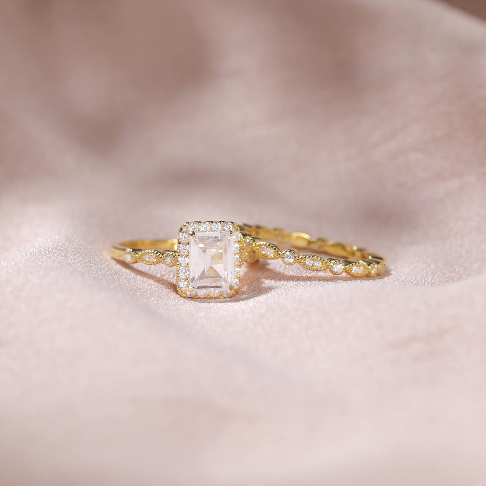 cheap wedding ring set, gold wedding rings, gold ring sets, cz bridal ring sets, fake bridal set rings