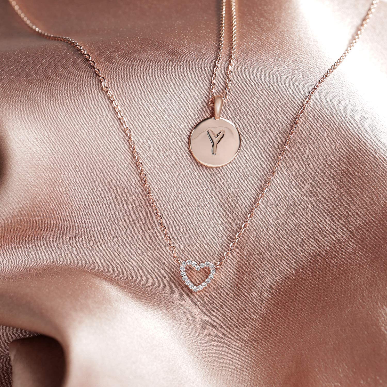 heart pendant necklace, 925 sterling silver, fashion necklace for women, layered necklace, dainty necklace for woman