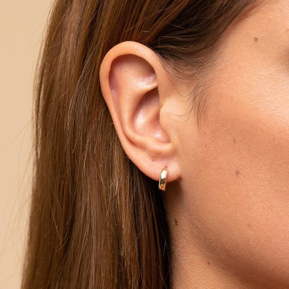 gold huggie, classic huggie earrings, gold plated huggie earrings