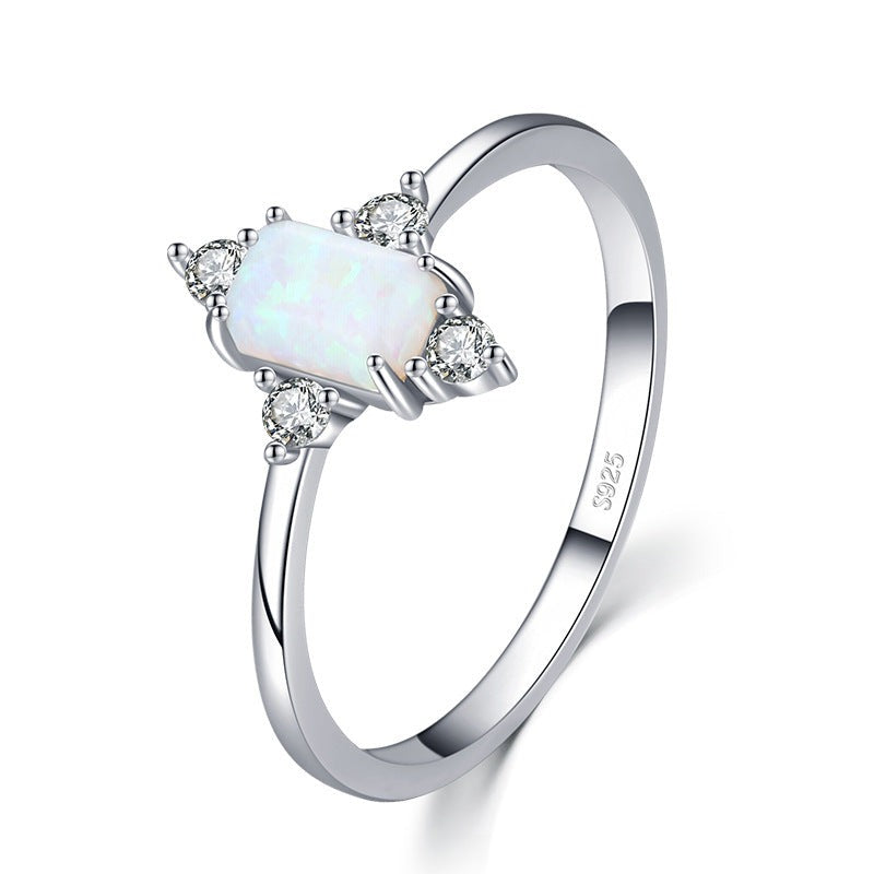 925 Sterling Silver Colored Opal Ring