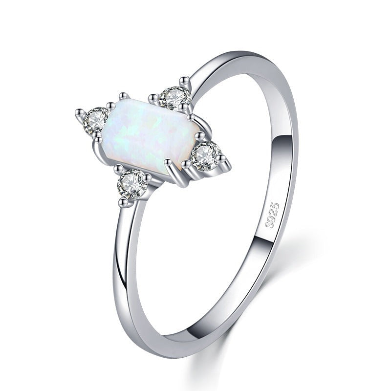 opal rings, birthstone rings, sterling silver rings, cz stones