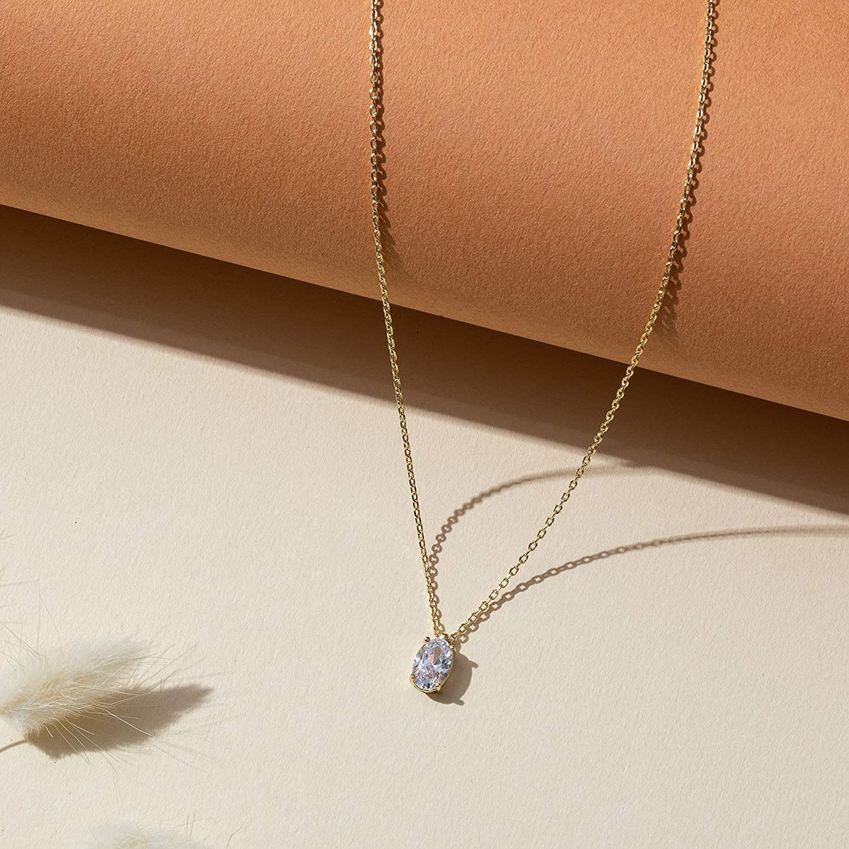 14K Gold Plated CZ Pendant Necklace