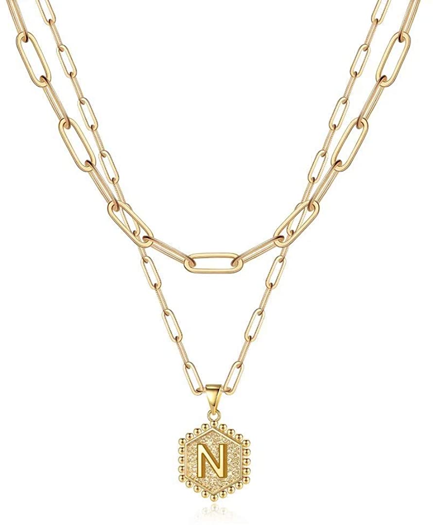 initial necklace, gold plated initial necklace, fashion necklace for women