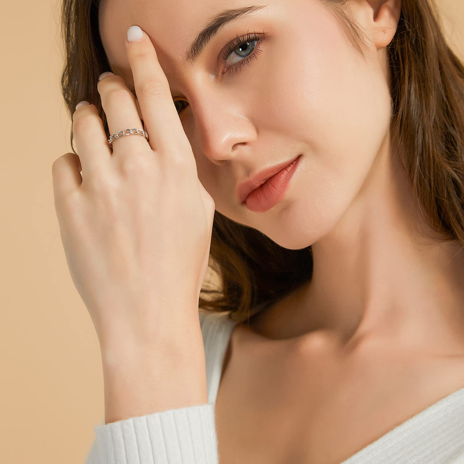 mens chain ring, wedding rings for him, inexpensive promise rings, cheap engagement rings under 100, cheap wedding rings for men, s925 chain ring, silver chain ring for women