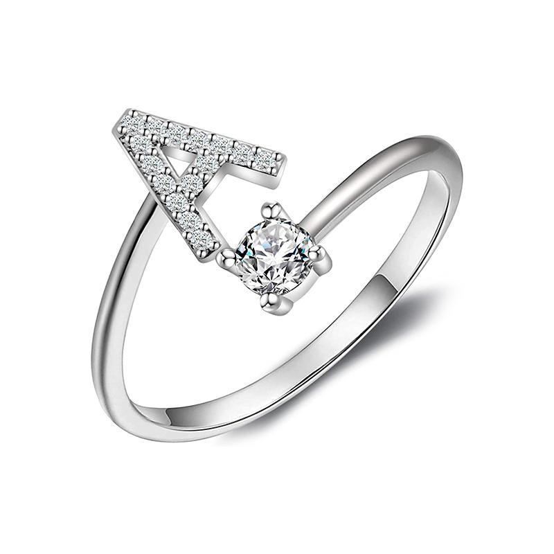 initial ring, initial rings, letter ring, silver letter rings, K ring, adjustable rings