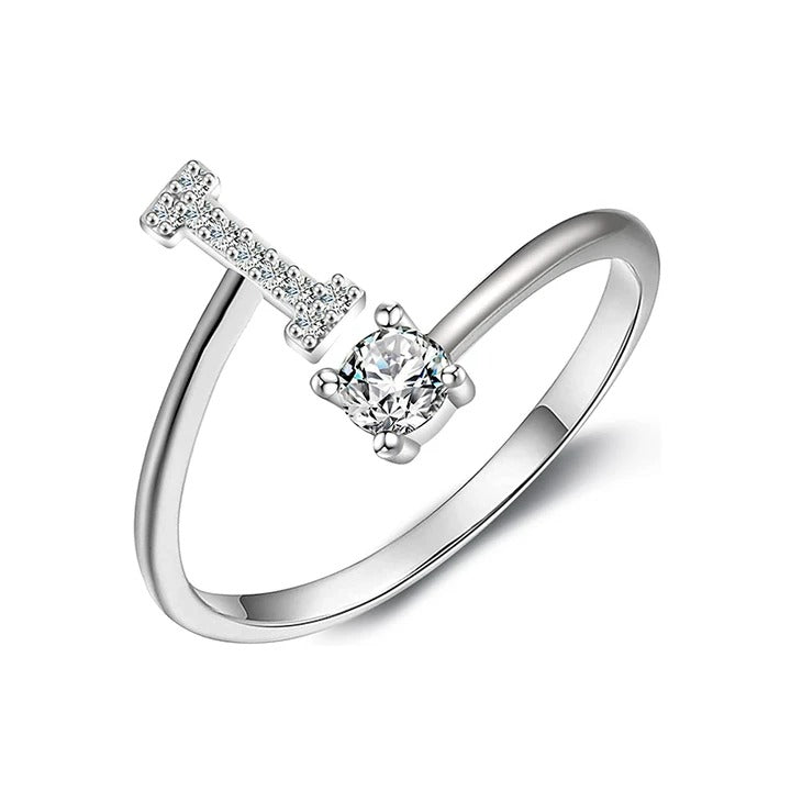 initial ring, initial rings, letter ring, silver letter rings, K ring, adjustable rings