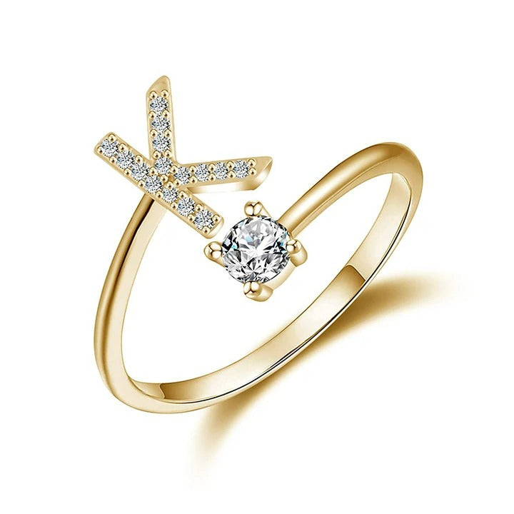 initial ring, initial rings, letter ring, silver letter rings, K ring, adjustable rings