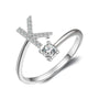 initial ring, initial rings, letter ring, silver letter rings, K ring, adjustable rings