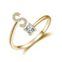 initial ring, initial rings, letter ring, silver letter rings, R ring, adjustable rings