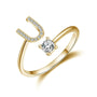 initial ring, initial rings, letter ring, silver letter rings, K ring, adjustable rings