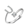 initial ring, initial rings, letter ring, silver letter rings, K ring, adjustable rings